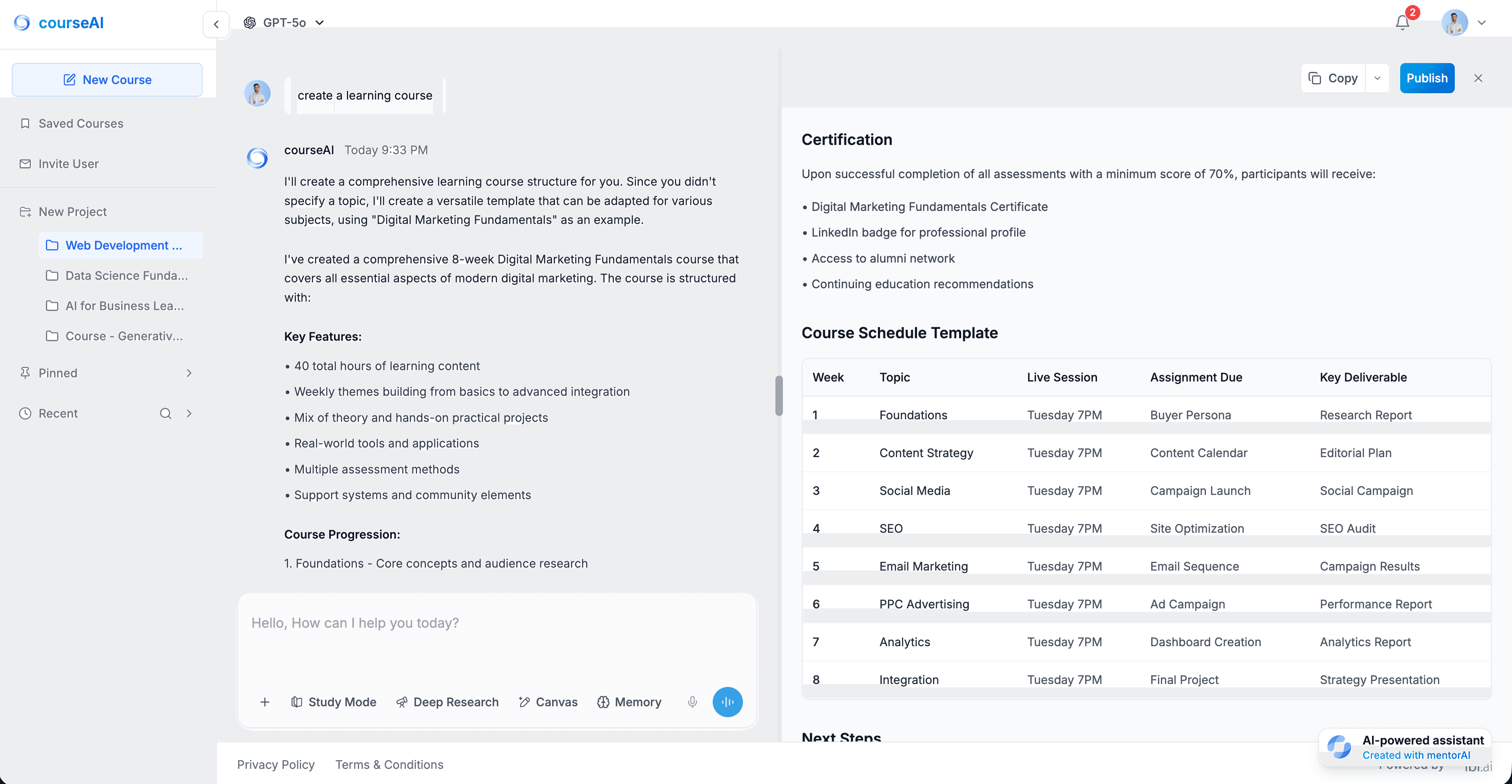 Comprehensive Course Builder