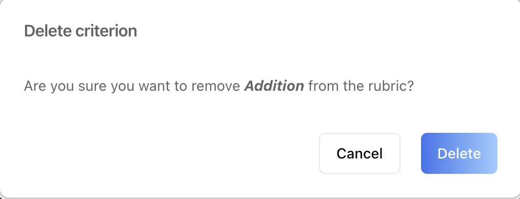 Delete criterion confirmation modal